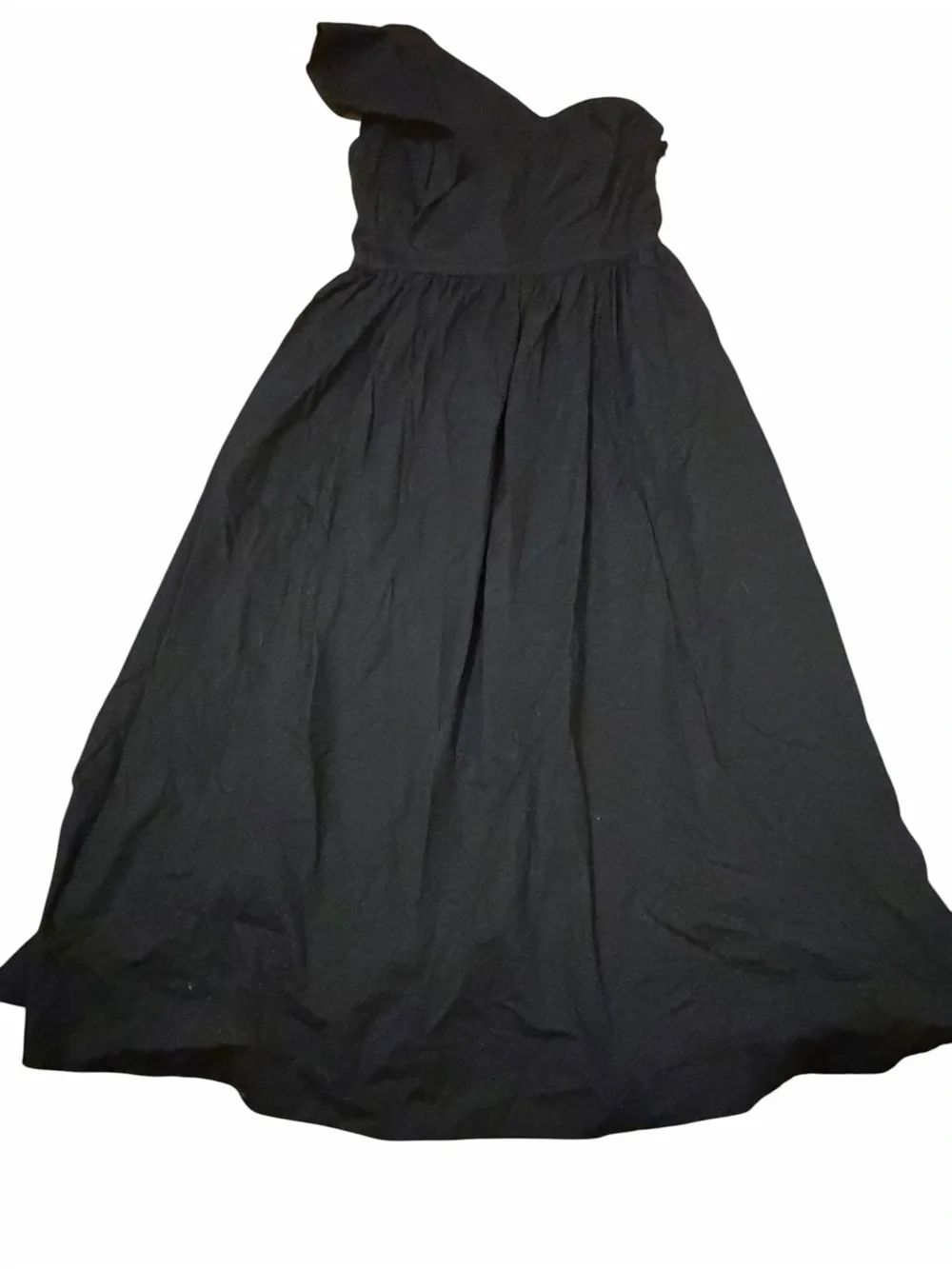 J. Crew One Shoulder Midi Dress size 6 Black Ruffle Travel Cruise CA430
